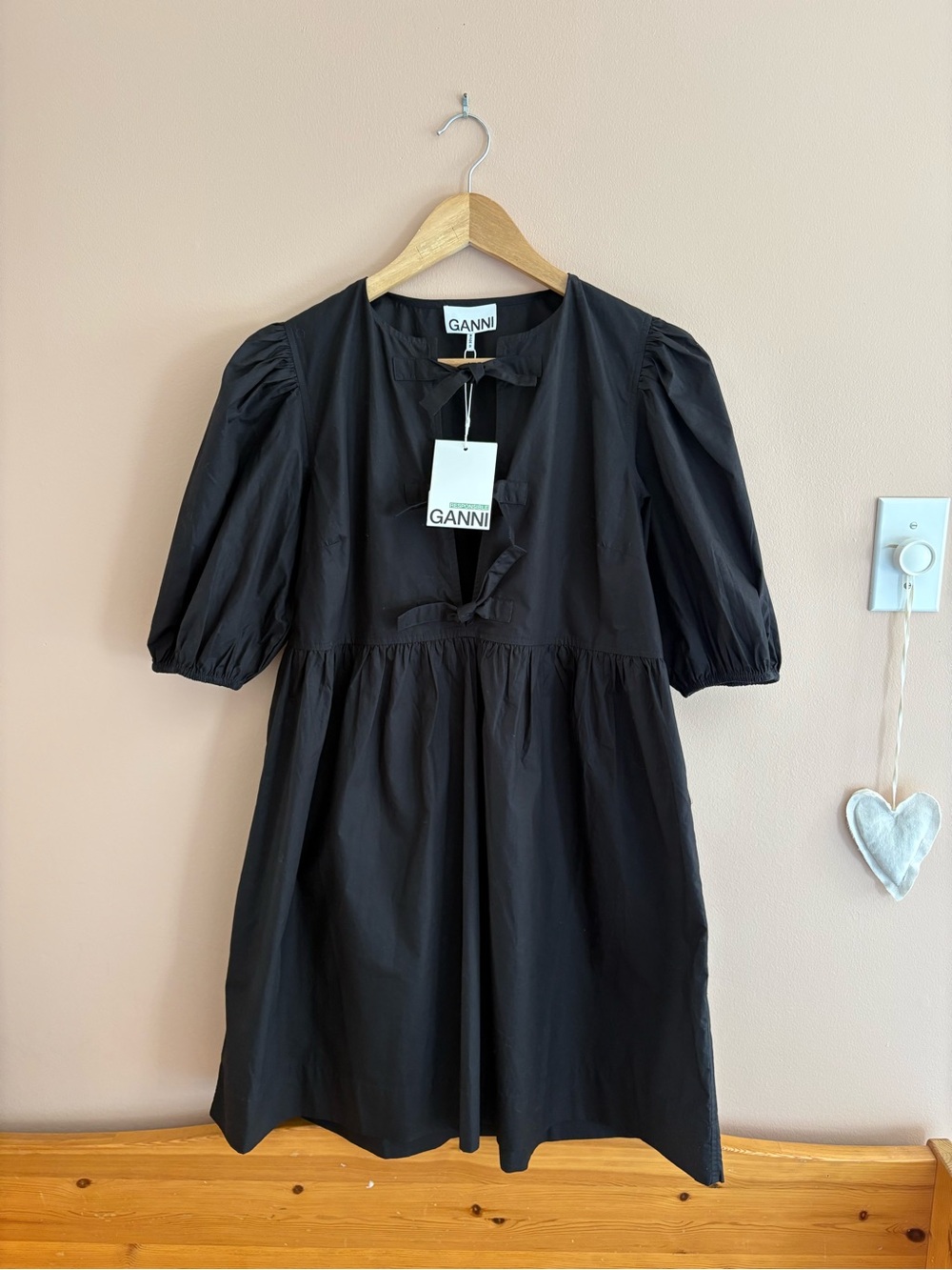 Ganni Black Puff-Sleeve Mini Dress - Picture 2 of 5
